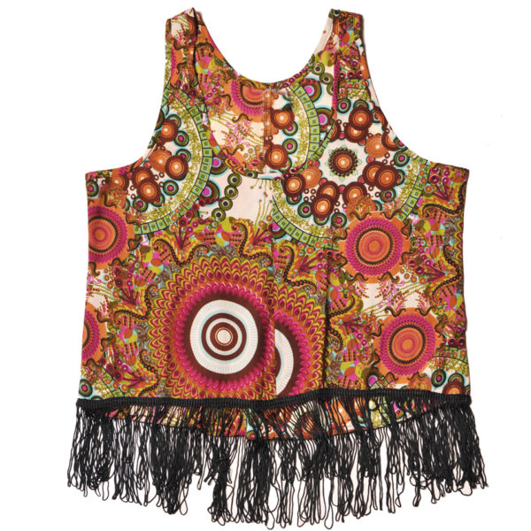 Blusa Corta Tirantes y Flecos Vidissima