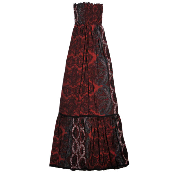Vestido Strapless Largo con Franja Ancha de Holanes Vidissima