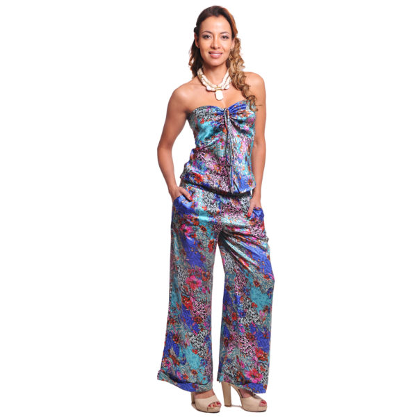 Jumper Top/Pantalón Palazzo con Escote Corazón