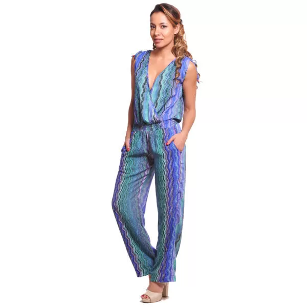 Jumper Top/Pantalón Palazzo con Escote Pico Profundo