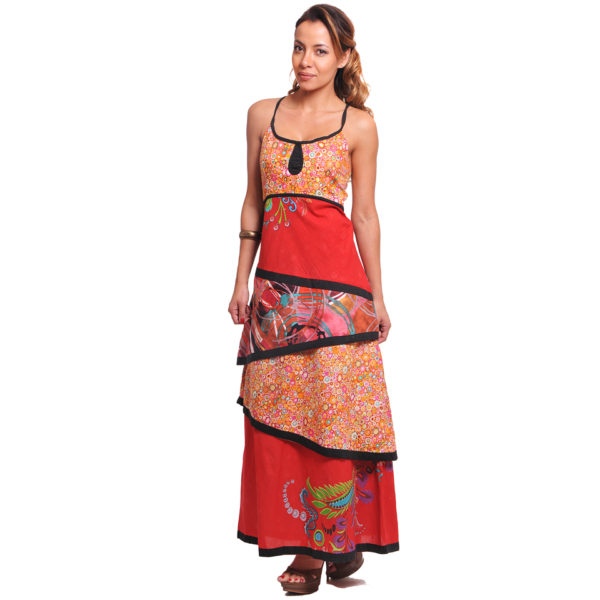 Vestido Largo de Franjas Asimétricas Vidissima