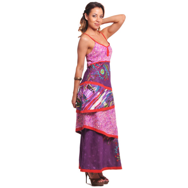 Vestido Largo de Franjas Asimétricas Vidissima