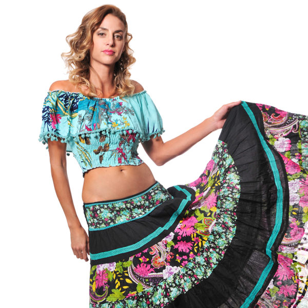Falda Larga con Borlitas Vidissima