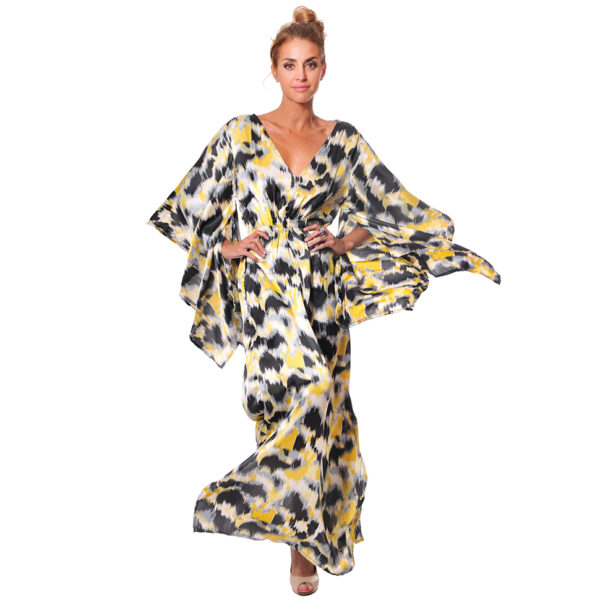 Vestido Largo con Mangas de Kimono en Satín Vidissima