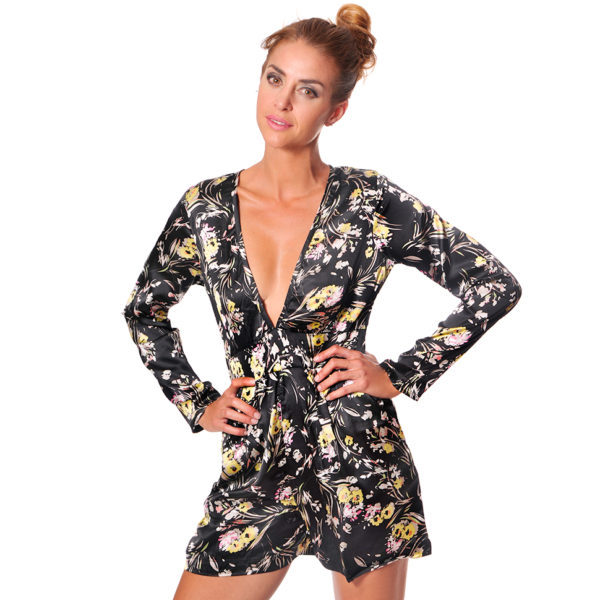 Romper Top/Short Manga Larga de Satín Vidissima