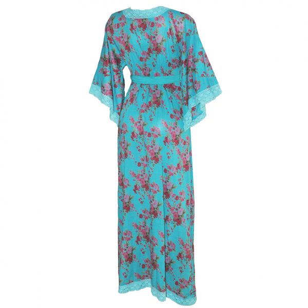 Vestido Largo con Mangas de Kimono y Encajes - Imagen 3