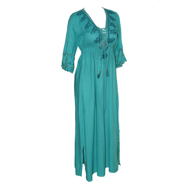 Vestido Largo Manga Larga con Bordado - Imagen 3