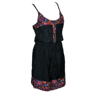 Vestido Corto con Bordado y Cintura Elástica