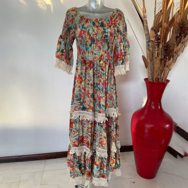 Vestido Acanalado con Flecos 7 01