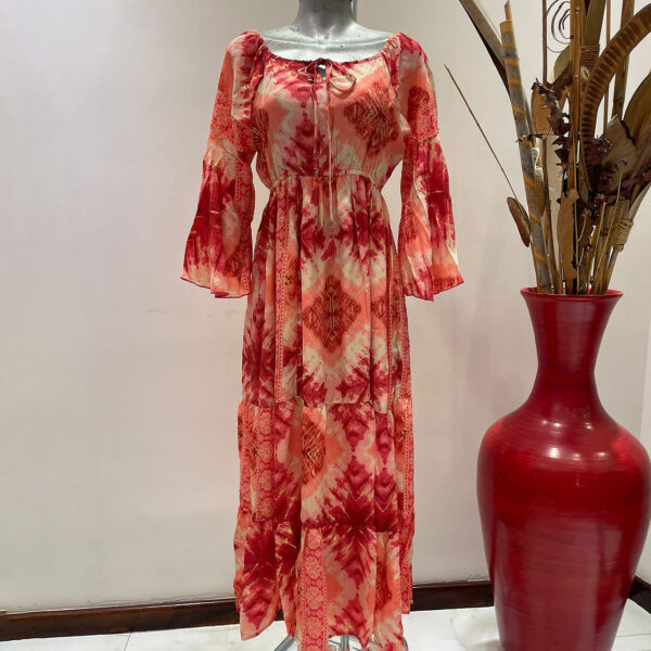 Vestido de Cuello Arresortado sin Adornos 03 01